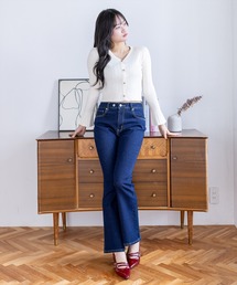 clear（クリア）の「《お気に入り数1万人突破》ミドルライズフレアデニムパンツ【低身長対応／サイズ展開あり】（デニムパンツ）」