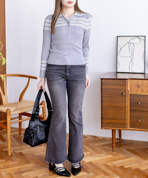 clear（クリア）の「《お気に入り数1万人突破》ミドルライズフレアデニムパンツ【低身長対応／サイズ展開あり】（デニムパンツ・レディース・ライトブルー/ブルー/ブラック/ブルー系その他/インディゴブルー・M/S/XS/PS）」の21枚目の写真