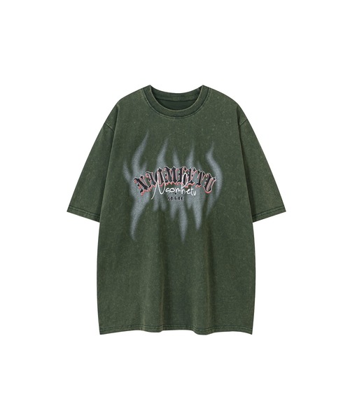 HOOK（フック）の「HOOK -select-　英字プリントウォッシュビッグTEE (SS)（Tシャツ/カットソー・メンズ・ダークグリーン/グレー・M/L/XL）」の4枚目の写真