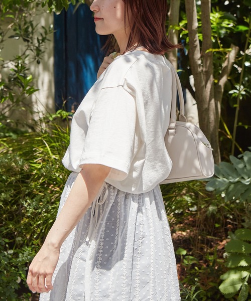 w closet(ダブルクローゼット)の「リボンプリントTEE(Tシャツ/カットソー・レディース・オートミール/スミクロ/オフホワイト・FREE)」の5枚目の写真