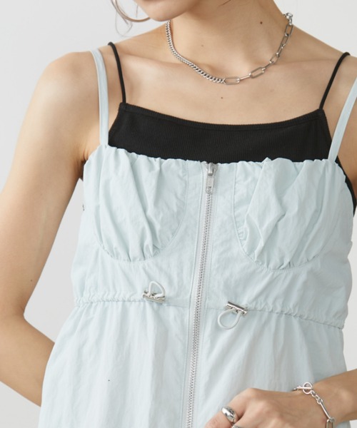 セール】フロントZIPビスチェレイヤードワンピース / サイズ展開あり