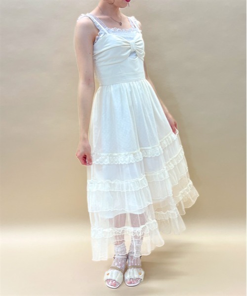 axes femme POETIQUE（アクシーズファムポエティック）の「リボンデザインチュールワンピース（ワンピース・レディース・ブラック/ラベンダー/キナリ/イエロー・MEDIUM）」の2枚目の写真