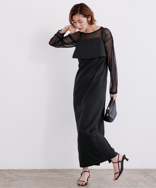 usugallery ユーエスユー　ワンピース　ブラック ur's ワンピース ふくれジャガードホルターキャミワンピース