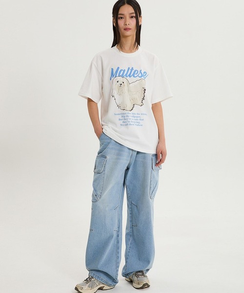 WaiKei(ワイケイ)の「【UNISEX】Wai Kei/マルチーズイラストT(Tシャツ/カットソー・メンズ・ネイビー/ライトブルー/ホワイト・SMALL/LARGE/MEDIUM)」の4枚目の写真
