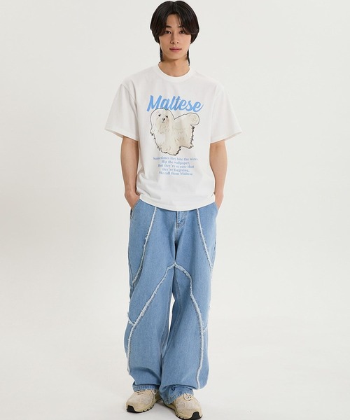 WaiKei(ワイケイ)の「【UNISEX】Wai Kei/マルチーズイラストT(Tシャツ/カットソー・メンズ・ネイビー/ライトブルー/ホワイト・SMALL/LARGE/MEDIUM)」の6枚目の写真