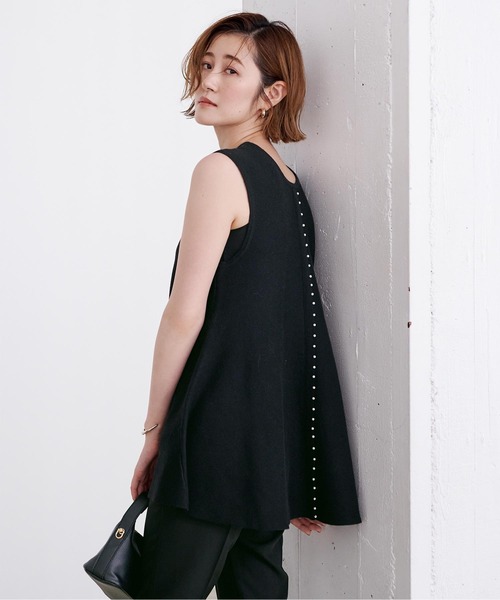 UR'S（ユアーズ）の「パールデザインペプラムニット（タンクトップ・レディース・ネイビー/グレー/ブラック・M/L/S）」の2枚目の写真