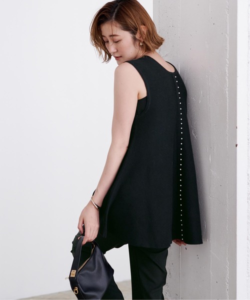 UR'S（ユアーズ）の「パールデザインペプラムニット（タンクトップ・レディース・ネイビー/グレー/ブラック・M/L/S）」の9枚目の写真