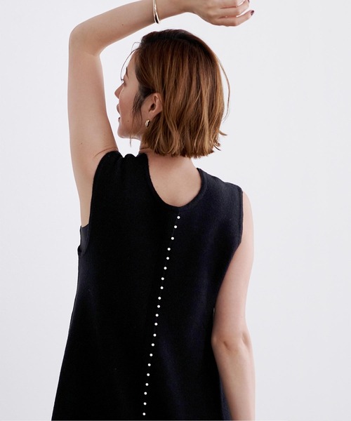 UR'S（ユアーズ）の「パールデザインペプラムニット（タンクトップ・レディース・ネイビー/グレー/ブラック・M/L/S）」の8枚目の写真