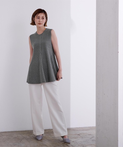 UR'S（ユアーズ）の「パールデザインペプラムニット（タンクトップ・レディース・ネイビー/グレー/ブラック・M/L/S）」の7枚目の写真