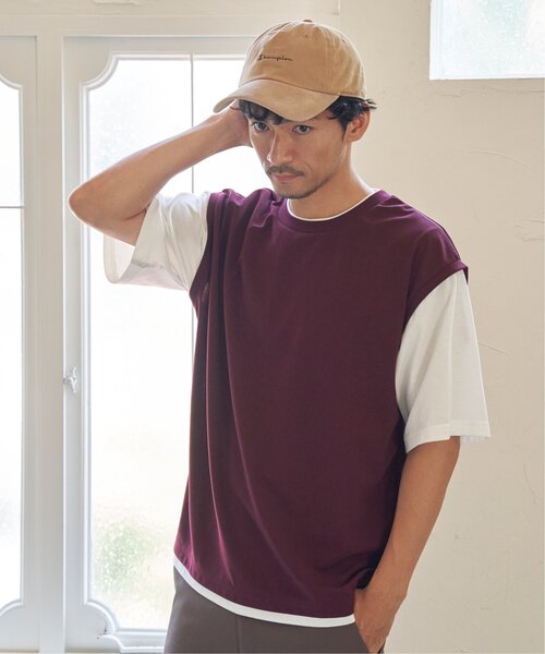 ikka(イッカ)の「【接触冷感/親子コーデ】速乾COOLフェイクベストTシャツ(Tシャツ/カットソー・メンズ・ワイン/チャコールグレー/グリーン・XL/M/S/L)」の4枚目の写真