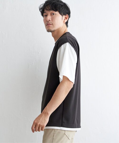 ikka(イッカ)の「【接触冷感/親子コーデ】速乾COOLフェイクベストTシャツ(Tシャツ/カットソー・メンズ・ワイン/チャコールグレー/グリーン・XL/M/S/L)」の13枚目の写真