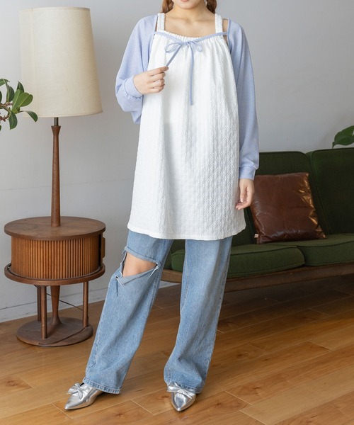 3.3 Field Trip （3.3フィールドトリップ）の「3.3 Field Trip／リボンボレロカーディガン（カーディガン/ボレロ・レディース・ブルー/グレー/ブラック・FREE）」の8枚目の写真