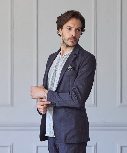 RATTLE TRAP（ラトルトラップ）の「メランジ イージー ジャケット【セットアップ着用可】（テーラードジャケット・メンズ・ブラック/ネイビー・S/M/L/LL）」の2枚目の写真