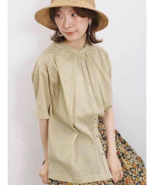 Samansa Mos2 blue（サマンサモスモスブルー）の「【Made in India】ボイルギャザーブラウス（シャツ/ブラウス・レディース・ブルー/グリーン/カーキ/ブラック・F）」の3枚目の写真