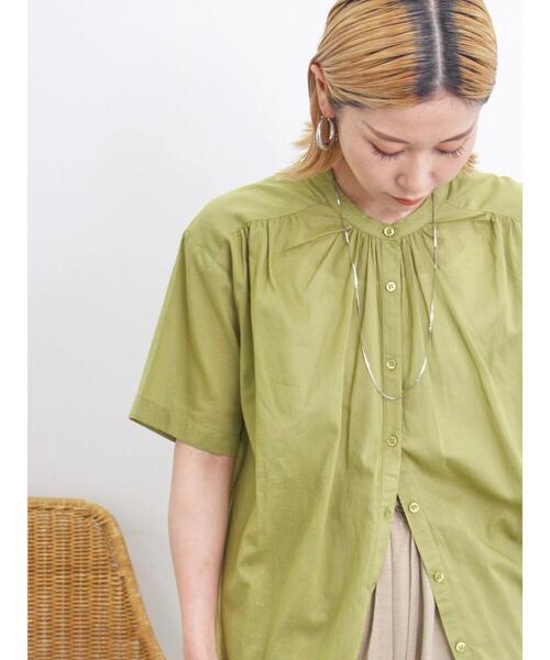 Samansa Mos2 blue（サマンサモスモスブルー）の「【Made in India】ボイルギャザーブラウス（シャツ/ブラウス・レディース・ブルー/グリーン/カーキ/ブラック・F）」の4枚目の写真