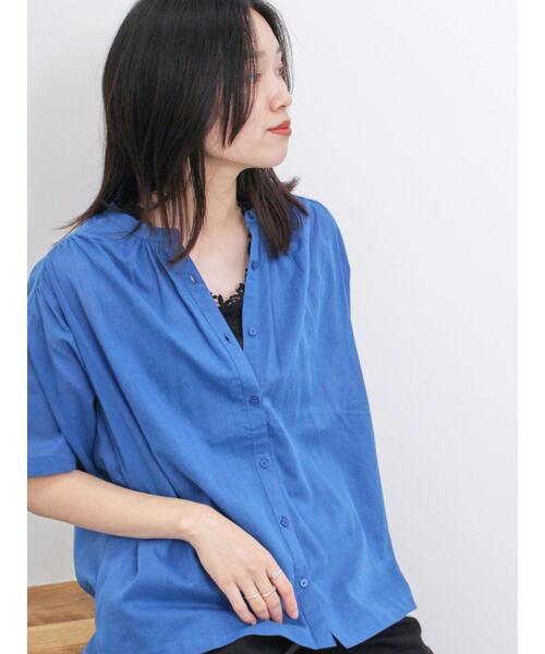 Samansa Mos2 blue（サマンサモスモスブルー）の「【Made in India】ボイルギャザーブラウス（シャツ/ブラウス・レディース・ブルー/グリーン/カーキ/ブラック・F）」の17枚目の写真