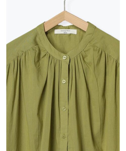 Samansa Mos2 blue（サマンサモスモスブルー）の「【Made in India】ボイルギャザーブラウス（シャツ/ブラウス・レディース・ブルー/グリーン/カーキ/ブラック・F）」の13枚目の写真