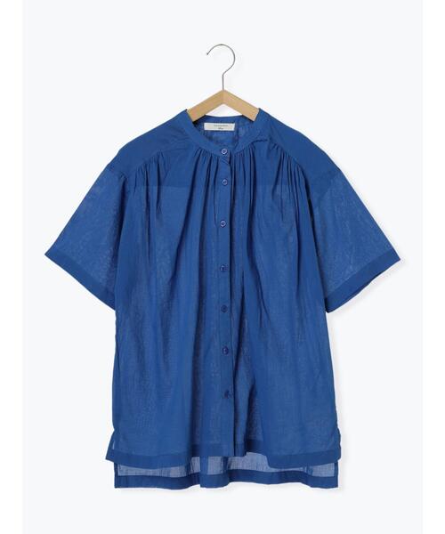 Samansa Mos2 blue（サマンサモスモスブルー）の「【Made in India】ボイルギャザーブラウス（シャツ/ブラウス・レディース・ブルー/グリーン/カーキ/ブラック・F）」の6枚目の写真