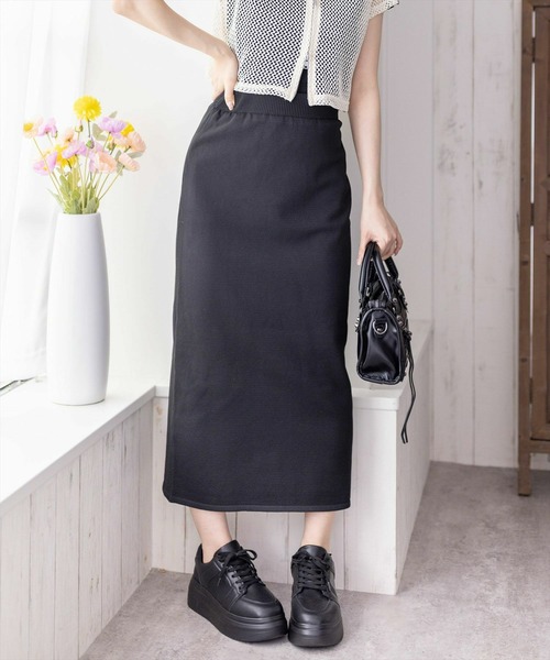 clear（クリア）の「ニットアイラインスカート [着回し シンプル]≪2024AW新作≫（スカート・レディース・ブラック/アイボリー・S/M）」の15枚目の写真