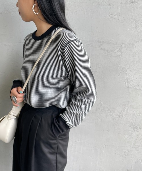 HEALTHKNIT/ヘルスニット] 別注 クルーネック ワッフルボーダーT