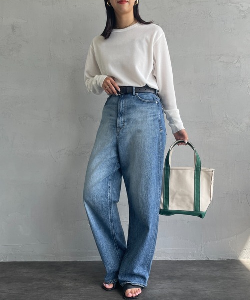 Healthknit（ヘルスニット）の「[HEALTHKNIT/ヘルスニット] 別注 クルーネック ワッフルボーダーTシャツ（Tシャツ/カットソー・レディース・ブルー/ホワイト/ブラック系/レッド/ブラック・F）」の6枚目の写真