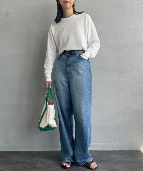 Healthknit（ヘルスニット）の「[HEALTHKNIT/ヘルスニット] 別注 クルーネック ワッフルボーダーTシャツ（Tシャツ/カットソー・レディース・ブルー/ホワイト/ブラック系/レッド/ブラック・F）」の13枚目の写真
