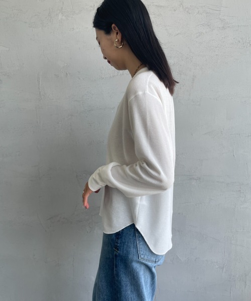 Healthknit（ヘルスニット）の「[HEALTHKNIT/ヘルスニット] 別注 クルーネック ワッフルボーダーTシャツ（Tシャツ/カットソー・レディース・ブルー/ホワイト/ブラック系/レッド/ブラック・F）」の19枚目の写真