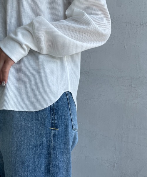 Healthknit（ヘルスニット）の「[HEALTHKNIT/ヘルスニット] 別注 クルーネック ワッフルボーダーTシャツ（Tシャツ/カットソー・レディース・ブルー/ホワイト/ブラック系/レッド/ブラック・F）」の22枚目の写真