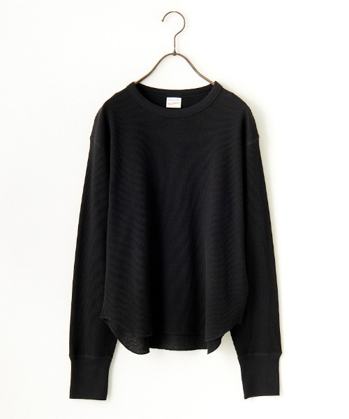 tシャツ 「HEALTHKNIT/ヘルスニット」 別注 クルーネック ワッフルボーダーTシャツ レディース Healthknit tシャツ 「HEALTHKNIT/ヘルスニット」 別注 ヘンリー