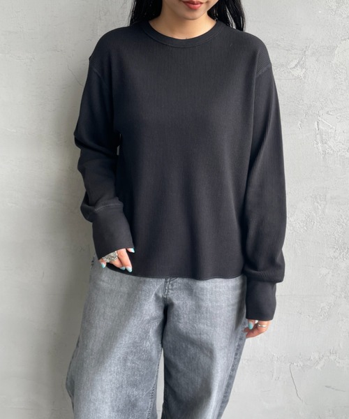 国内買付 A.F ARTEFACT OVER SIZE FIT ワッフル ニット Tシャツ HEALTHKNIT/ヘルスニット] 別注 クルーネック ワッフルボーダーT
