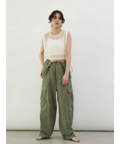 FIKA.(フィーカ)の「Ribbon open work knit vest(ベスト・レディース・オフホワイト/ブラック・MEDIUM)」の6枚目の写真