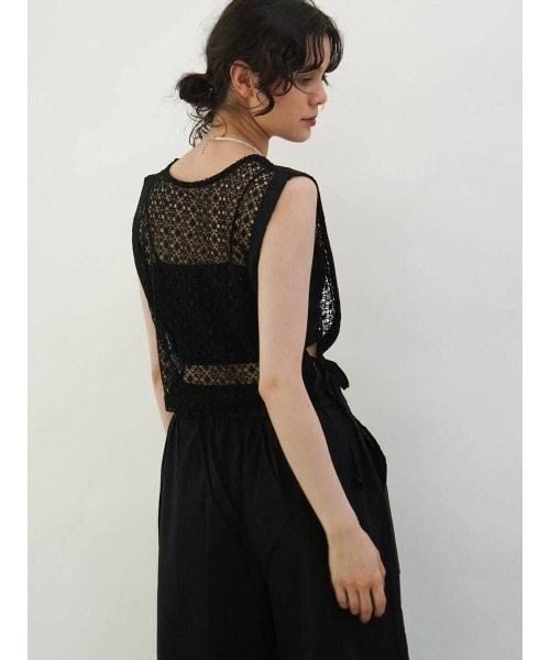 FIKA.(フィーカ)の「Ribbon open work knit vest(ベスト・レディース・オフホワイト/ブラック・MEDIUM)」の11枚目の写真