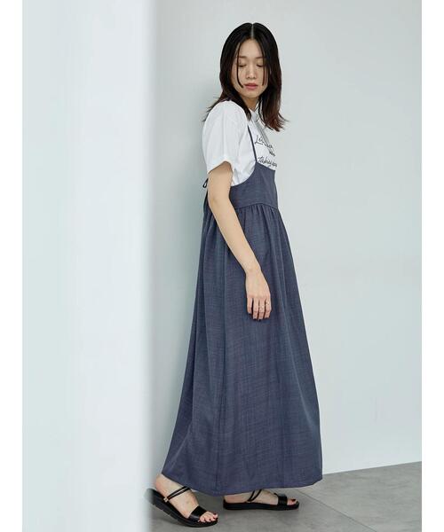 Samansa Mos2 blue（サマンサモスモスブルー）の「リネンライクキャミワンピース（ワンピース・レディース・ブラック/ブラウン/ネイビー・F）」の3枚目の写真