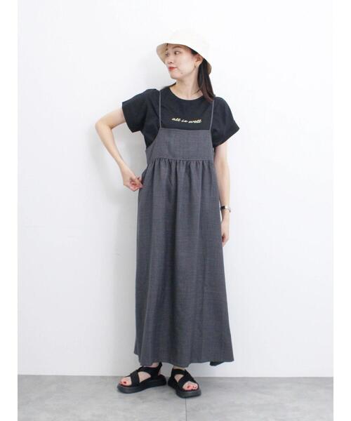 Samansa Mos2 blue（サマンサモスモスブルー）の「リネンライクキャミワンピース（ワンピース・レディース・ブラック/ブラウン/ネイビー・F）」の5枚目の写真