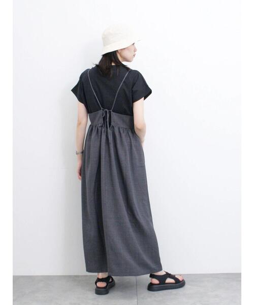 Samansa Mos2 blue（サマンサモスモスブルー）の「リネンライクキャミワンピース（ワンピース・レディース・ブラック/ブラウン/ネイビー・F）」の6枚目の写真