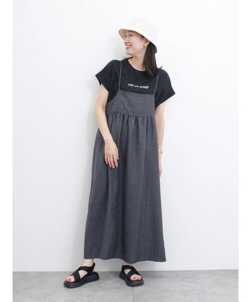 Samansa Mos2 blue（サマンサモスモスブルー）の「リネンライクキャミワンピース（ワンピース・レディース・ブラック/ブラウン/ネイビー・F）」の9枚目の写真