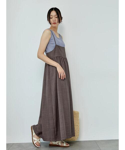 Samansa Mos2 blue（サマンサモスモスブルー）の「リネンライクキャミワンピース（ワンピース・レディース・ブラック/ブラウン/ネイビー・F）」の10枚目の写真