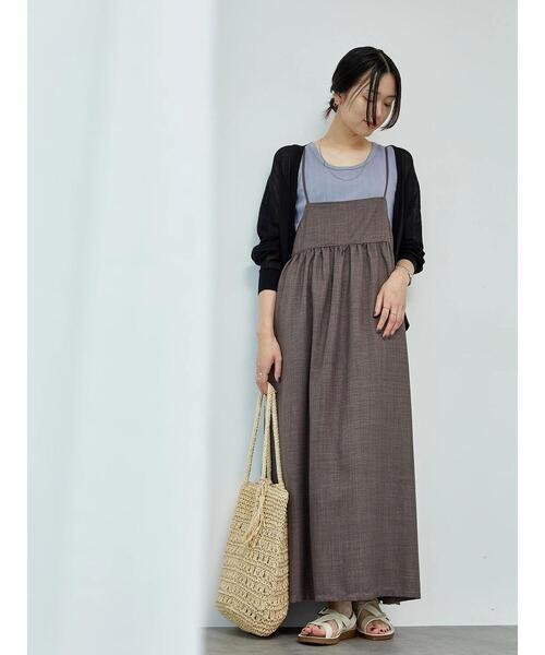 Samansa Mos2 blue（サマンサモスモスブルー）の「リネンライクキャミワンピース（ワンピース・レディース・ブラック/ブラウン/ネイビー・F）」の14枚目の写真