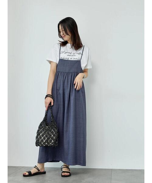 Samansa Mos2 blue（サマンサモスモスブルー）の「リネンライクキャミワンピース（ワンピース・レディース・ブラック/ブラウン/ネイビー・F）」の17枚目の写真