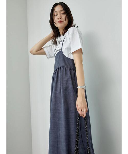 Samansa Mos2 blue（サマンサモスモスブルー）の「リネンライクキャミワンピース（ワンピース・レディース・ブラック/ブラウン/ネイビー・F）」の18枚目の写真