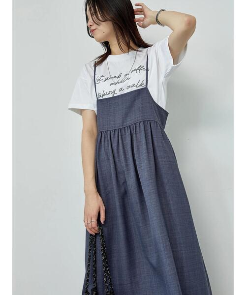 Samansa Mos2 blue（サマンサモスモスブルー）の「リネンライクキャミワンピース（ワンピース・レディース・ブラック/ブラウン/ネイビー・F）」の19枚目の写真