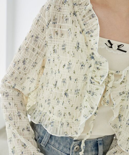 MAJESTIC LEGON（マジェスティックレゴン）の「レースカーデ×リボンインナーセット（Tシャツ/カットソー・レディース・ブラウン/ブラック/アイボリー/ホワイト系その他2・MEDIUM）」の2枚目の写真