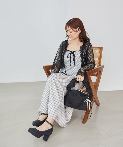 MAJESTIC LEGON（マジェスティックレゴン）の「レースカーデ×リボンインナーセット（Tシャツ/カットソー・レディース・ブラウン/ブラック/アイボリー/ホワイト系その他2・MEDIUM）」の9枚目の写真