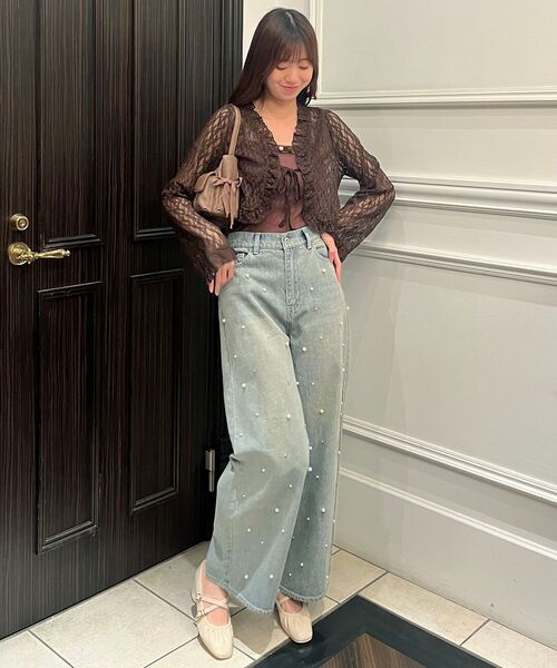 MAJESTIC LEGON（マジェスティックレゴン）の「レースカーデ×リボンインナーセット（Tシャツ/カットソー・レディース・ブラウン/ブラック/アイボリー/ホワイト系その他2・MEDIUM）」の14枚目の写真