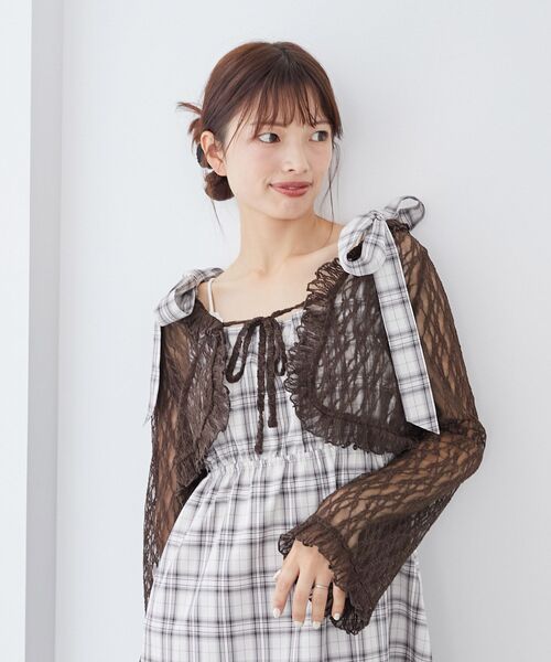 MAJESTIC LEGON（マジェスティックレゴン）の「レースカーデ×リボンインナーセット（Tシャツ/カットソー・レディース・ブラウン/ブラック/アイボリー/ホワイト系その他2・MEDIUM）」の22枚目の写真