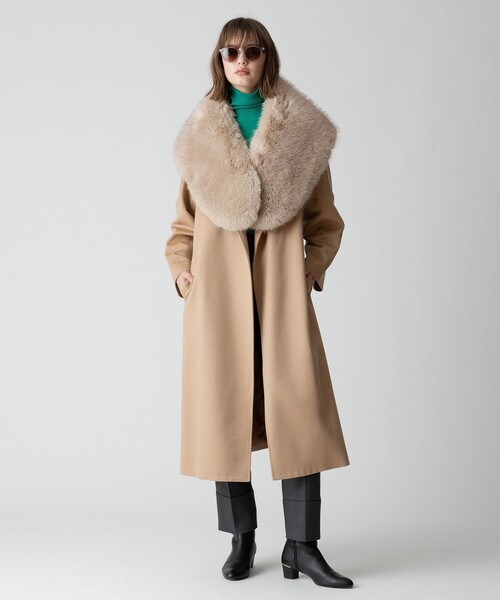 allureville(アルアバイル)の「◇カシミヤビーバーコート(トレンチコート・レディース・ブラック/ベージュ・1/2)」の14枚目の写真