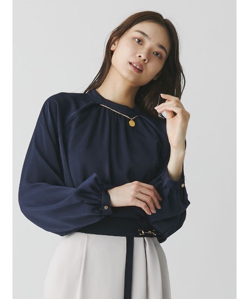 【セール】ピーチサテンフロントチェーンギャザーブラウス（シャツ/ブラウス）｜TONAL（トーナル）