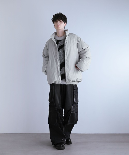 セール】【700フィルパワー】中綿ハイネックルーズスリーブパデッド