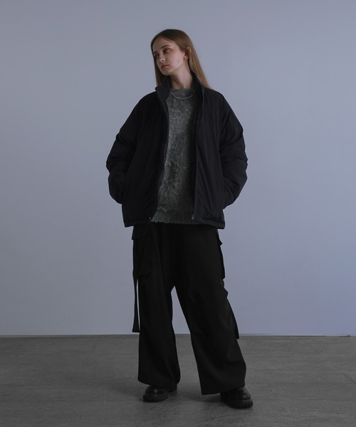 LILL（リル）の「【700フィルパワー】中綿ハイネックルーズスリーブパデッドジャケット（ダウンジャケット/コート・メンズ・ブラック/ライトグレー・XL/L/M/S）」の10枚目の写真