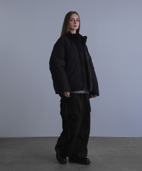 LILL（リル）の「【700フィルパワー】中綿ハイネックルーズスリーブパデッドジャケット（ダウンジャケット/コート・メンズ・ブラック/ライトグレー・XL/L/M/S）」の13枚目の写真